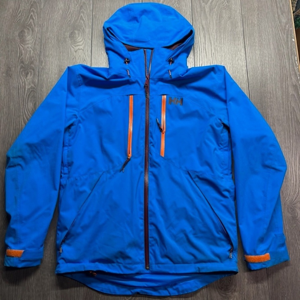 Helly Hansen Odin Series Mens Large Blue Softshell Hooded Jacket Outdoors Hiking